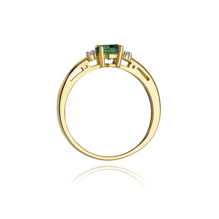 Inel Aur 14K cu Smarald 0.50 ct si Diamante 0.03 ct - Imagine 3