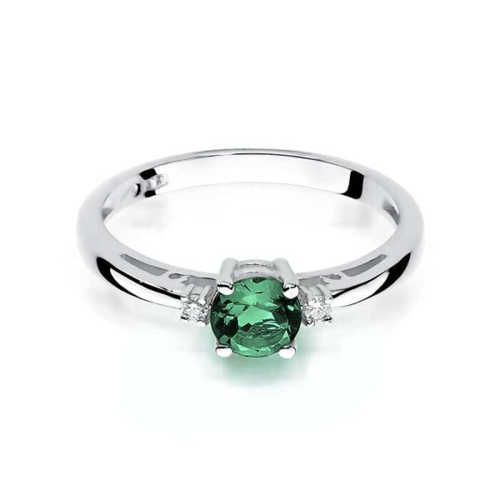 Inel Aur 14K cu Smarald 0.50 ct si Diamante 0.03 ct - Imagine 6
