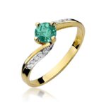 Inel Aur 14K cu Smarald 0.50 ct si Diamante 0.05 ct