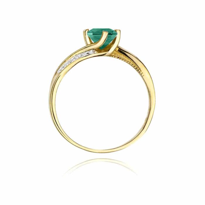 Inel Aur 14K cu Smarald 0.50 ct si Diamante 0.05 ct - Imagine 3