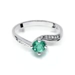 Inel Aur 14K cu Smarald 0.50 ct si Diamante 0.05 ct - Imagine 6