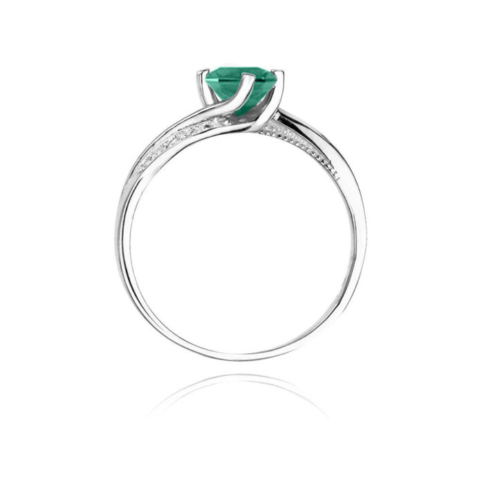 Inel Aur 14K cu Smarald 0.50 ct si Diamante 0.05 ct - Imagine 7
