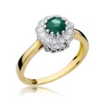 Inel Aur 14K cu Smarald 0.50 ct si Diamante 0.17 ct