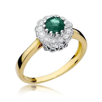 Inel Aur 14K cu Smarald 0.50 ct si Diamante 0.17 ct