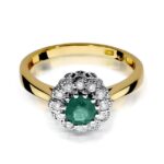 Inel Aur 14K cu Smarald 0.50 ct si Diamante 0.17 ct - Imagine 2