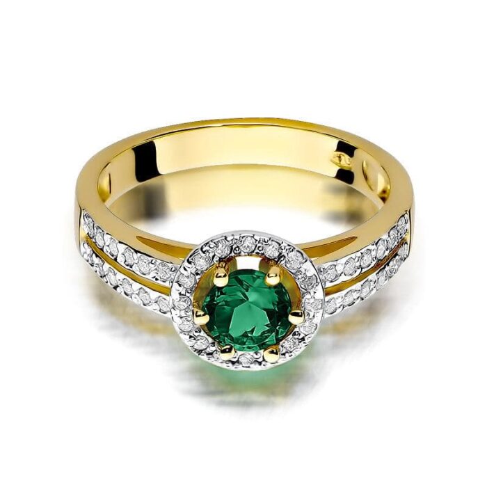 Inel Aur 14K cu Smarald 0.50 ct si Diamante 0.20 ct - Imagine 2