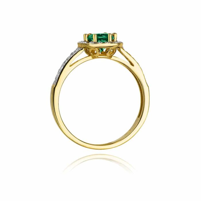 Inel Aur 14K cu Smarald 0.50 ct si Diamante 0.20 ct - Imagine 3