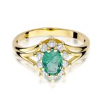 Inel Aur 14K cu Smarald 0.80 ct si Diamante 0.30 ct - Imagine 2