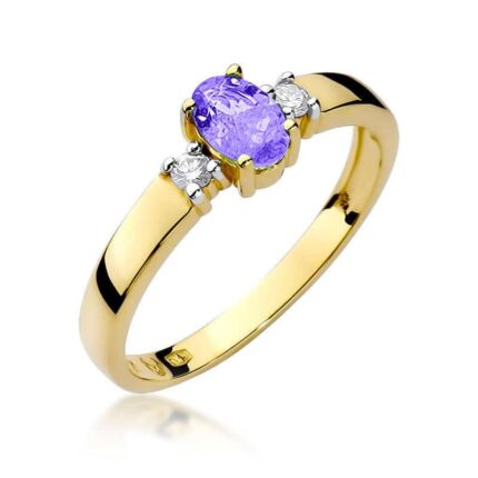 Inel Aur 14K cu Tanzanit 0.40 ct si Diamante 0.08 ct