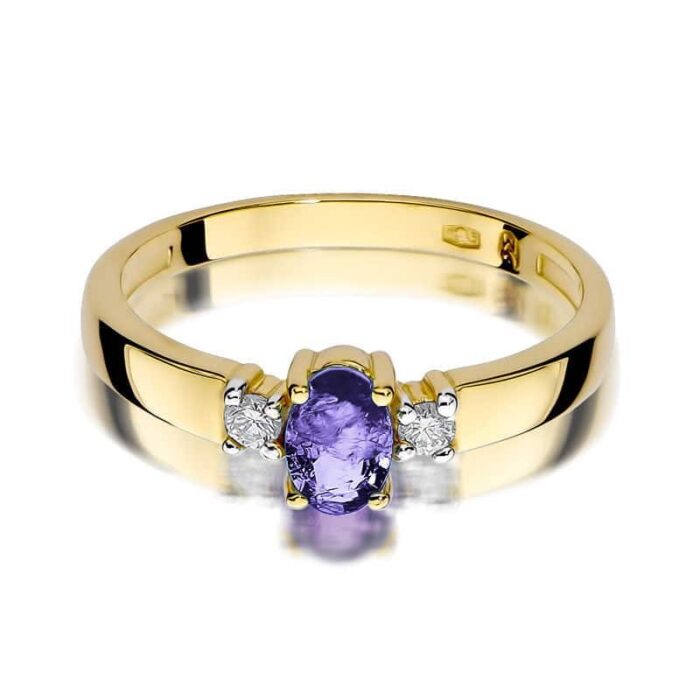 Inel Aur 14K cu Tanzanit 0.40 ct si Diamante 0.08 ct - Imagine 2