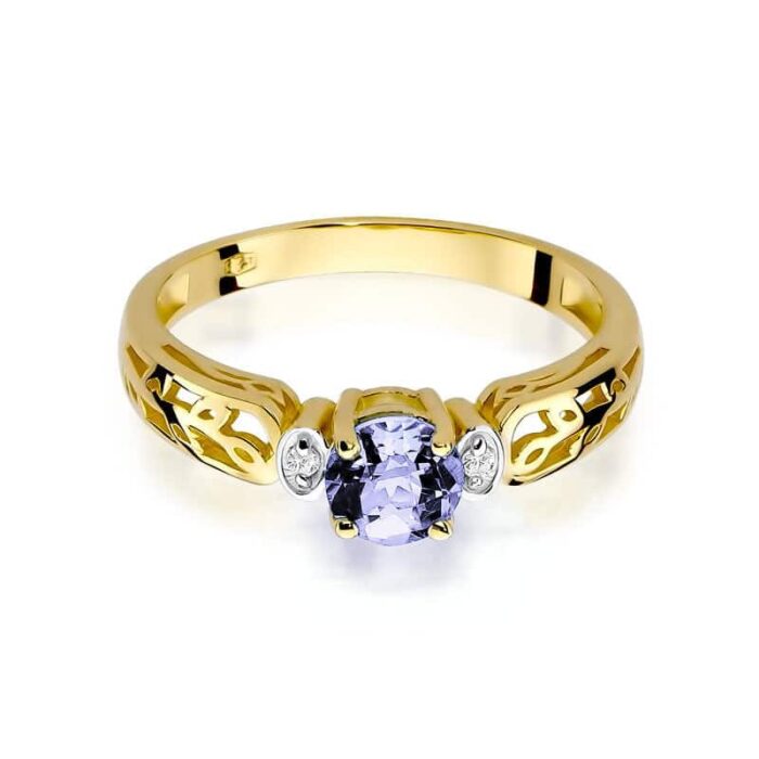 Inel Aur 14K cu Tanzanit 0.50 ct si Diamante 0.02 ct - Imagine 2