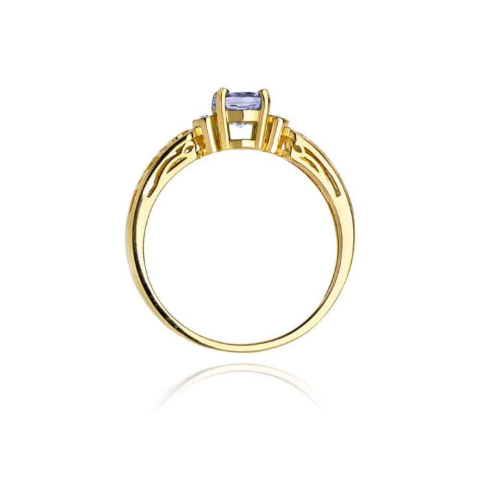 Inel Aur 14K cu Tanzanit 0.50 ct si Diamante 0.02 ct - Imagine 3