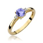 Inel Aur 14K cu Tanzanit 0.50 ct si Diamante 0.03 ct