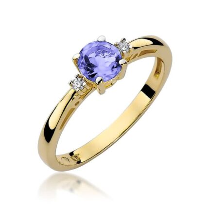 Inel Aur 14K cu Tanzanit 0.50 ct si Diamante 0.03 ct
