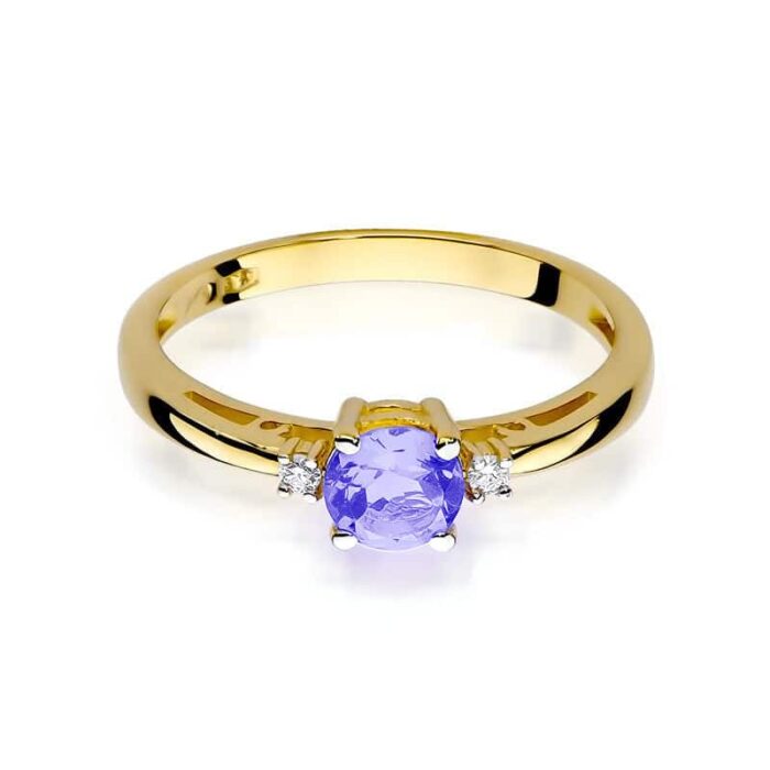 Inel Aur 14K cu Tanzanit 0.50 ct si Diamante 0.03 ct - Imagine 2