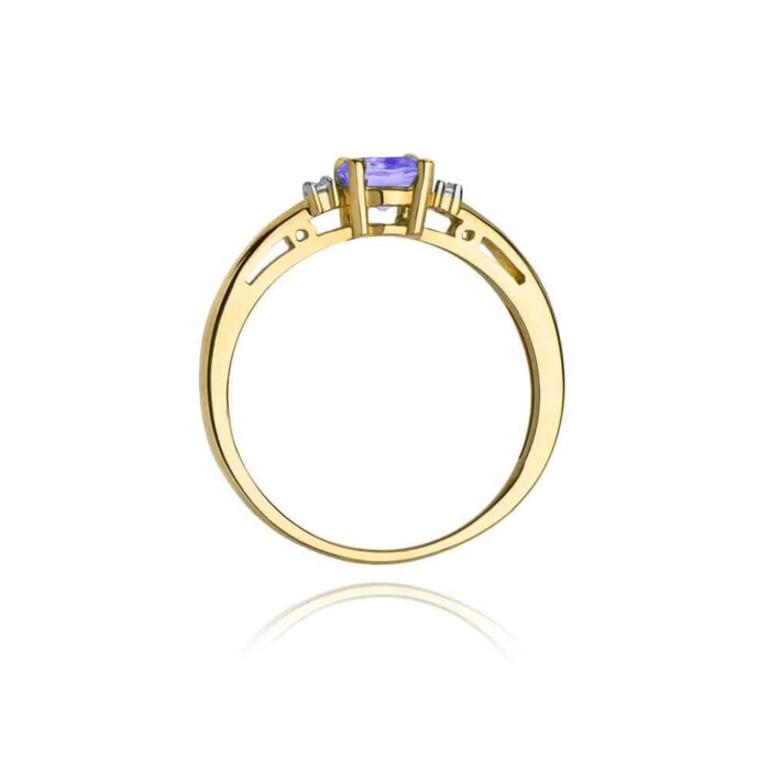 Inel Aur 14K cu Tanzanit 0.50 ct si Diamante 0.03 ct - Imagine 3