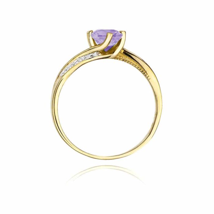 Inel Aur 14K cu Tanzanit 0.50 ct si Diamante 0.05 ct - Imagine 3