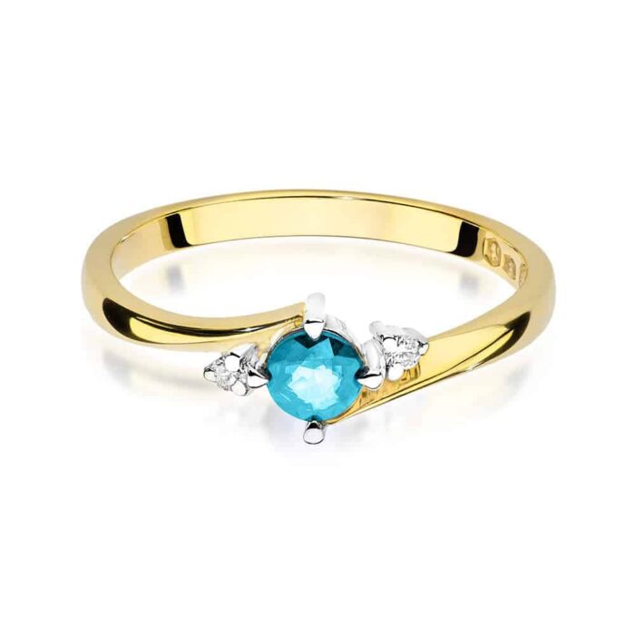 Inel Aur 14k cu Topaz 0.25 ct si Diamante 0.03 ct - Imagine 2