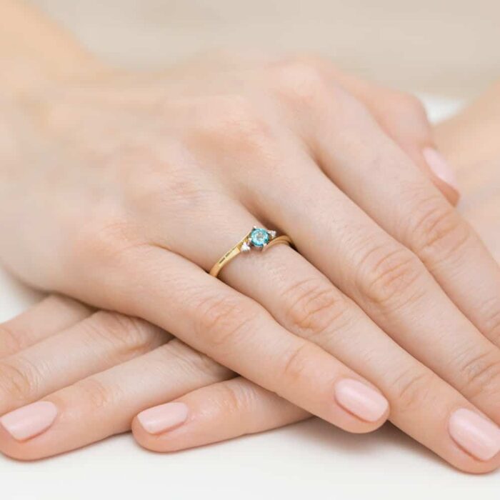 Inel Aur 14k cu Topaz 0.25 ct si Diamante 0.03 ct - Imagine 3