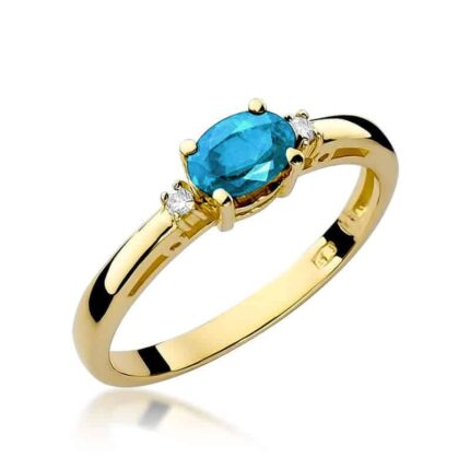 Inel Aur 14K cu Topaz 0.50 ct si Diamante 0.03 ct
