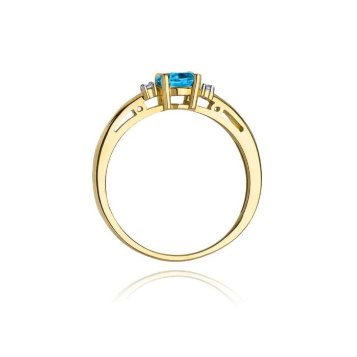 Inel Aur 14K cu Topaz 0.50 ct si Diamante 0.03 ct - Imagine 3