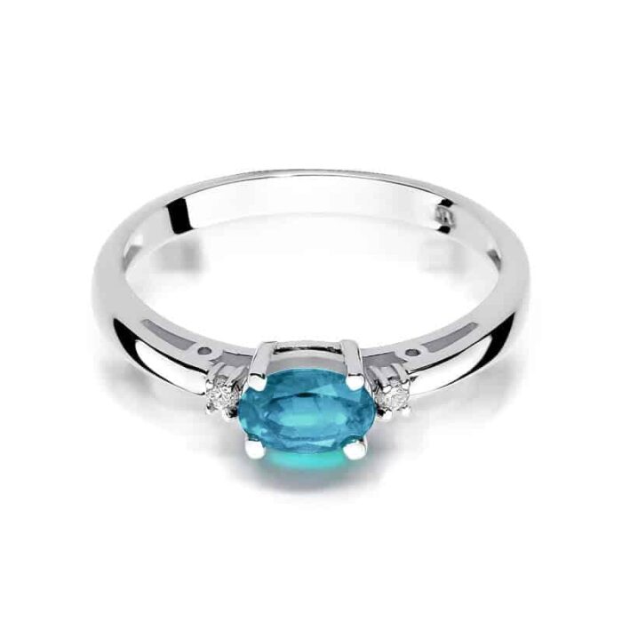 Inel Aur 14K cu Topaz 0.50 ct si Diamante 0.03 ct - Imagine 6