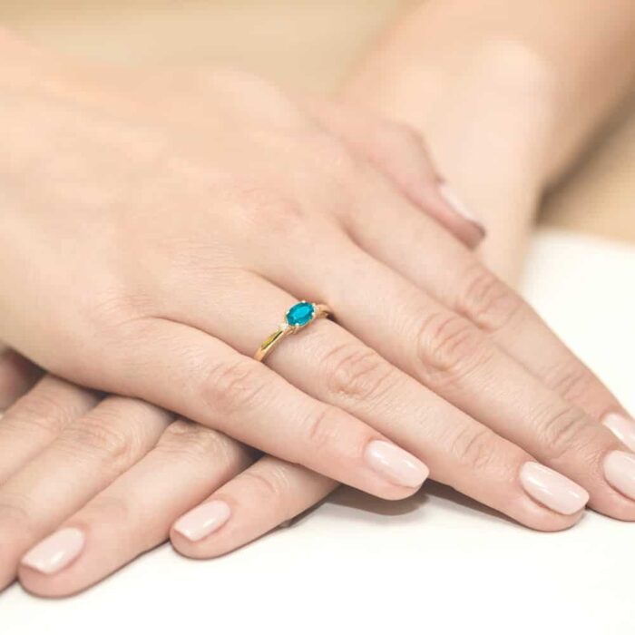 Inel Aur 14K cu Topaz 0.50 ct si Diamante 0.03 ct - Imagine 4