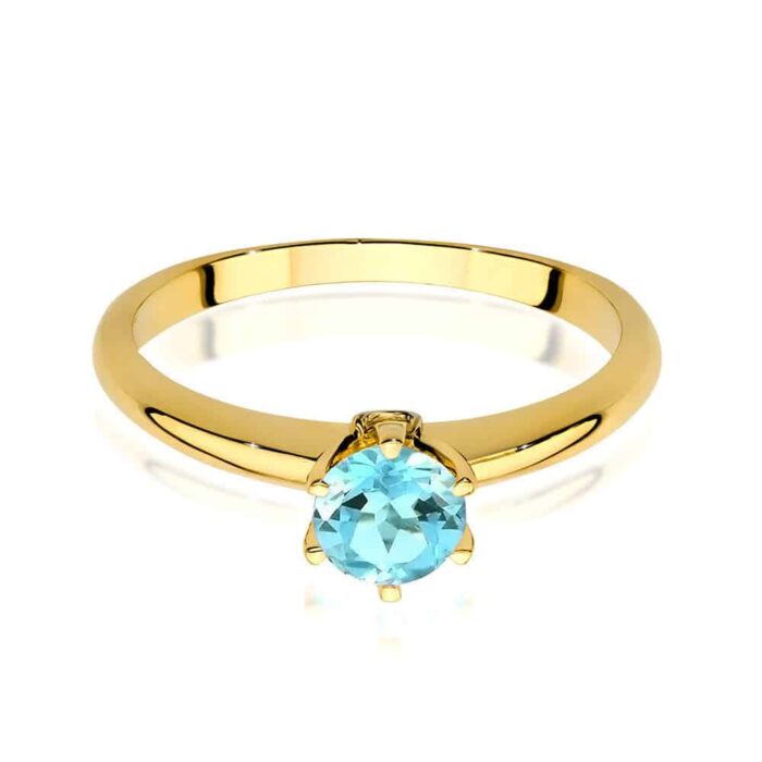 Inel Aur 14K cu Topaz 0.50 ct si Diamante 0.04 ct - Imagine 2