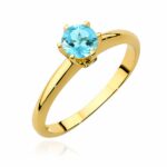 Inel Aur 14K cu Topaz 0.50 ct si Diamante 0.04 ct