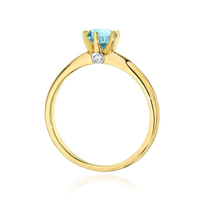 Inel Aur 14K cu Topaz 0.50 ct si Diamante 0.04 ct - Imagine 3