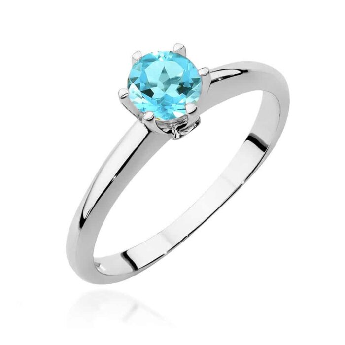 Inel Aur 14K cu Topaz 0.50 ct si Diamante 0.04 ct - Imagine 5