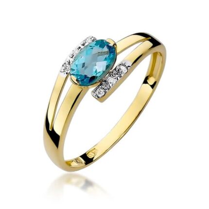 Inel Aur 14K cu Topaz 0.50 ct si Diamante 0.05 ct