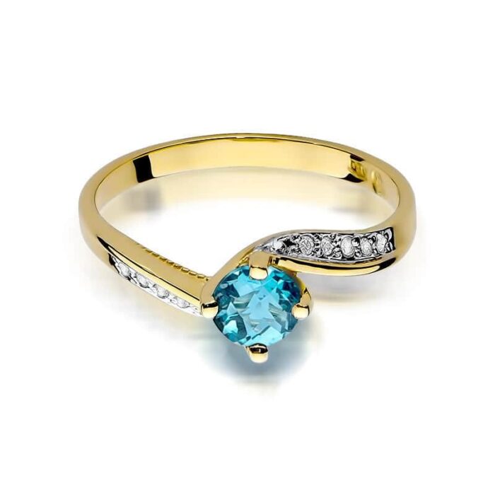 Inel Aur 14K cu Topaz 0.50 ct si Diamante 0.05 ct - Imagine 2
