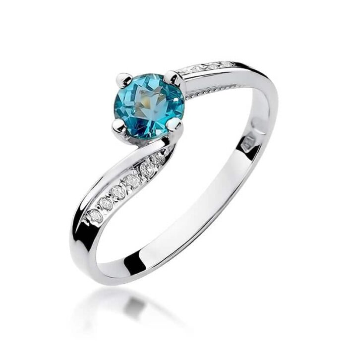 Inel Aur 14K cu Topaz 0.50 ct si Diamante 0.05 ct - Imagine 5