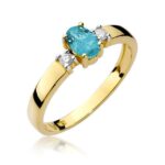 Inel Aur 14K cu Topaz 0.50 ct si Diamante 0.08 ct