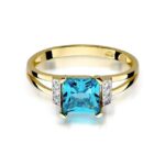 Inel Aur 14K cu Topaz 1.40 ct si Diamante 0.03 ct - Imagine 2