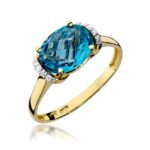 Inel Aur 14K cu Topaz 1.70 ct si Diamante 0.04 ct