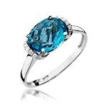 Inel Aur 14K cu Topaz 1.70 ct si Diamante 0.04 ct - Imagine 5