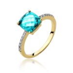 Inel Aur 14K cu Topaz 2.00 ct si Diamante 0.07 ct