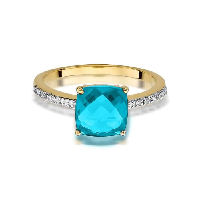 Inel Aur 14K cu Topaz 2.00 ct si Diamante 0.07 ct - Imagine 2