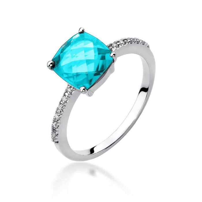 Inel Aur 14K cu Topaz 2.00 ct si Diamante 0.07 ct - Imagine 4