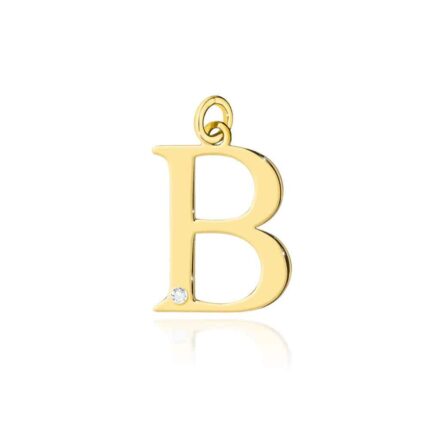 Pandantiv aur 14 K cu diamant 0.005 ct litera B 17x15 mm