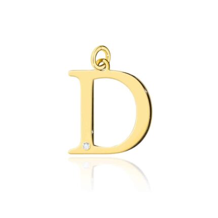 Pandantiv aur 14 K cu diamant 0.005 ct litera D 17x17 mm