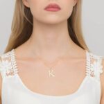 Pandantiv aur 14 K cu diamant 0.005 ct litera K 18x20 mm - Imagine 2