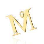 Pandantiv aur 14 K cu diamant 0.005 ct litera M 25x20 mm