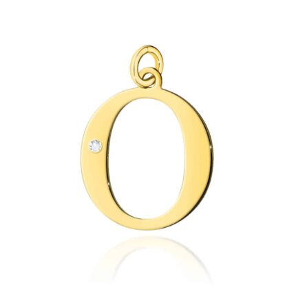 Pandantiv aur 14 K cu diamant 0.005 ct litera O 18x16 mm