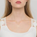 Pandantiv aur 14 K cu diamant 0.005 ct litera O 18x16 mm - Imagine 2