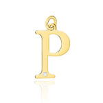 Pandantiv aur 14 K cu diamant 0.005 ct litera P 18x14 mm