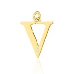 Pandantiv Aur 14K cu Diamant Natural 0.005 ct litera V 10x10 mm