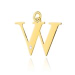 Pandantiv aur 14 K cu diamant 0.005 ct litera W 10x13 mm
